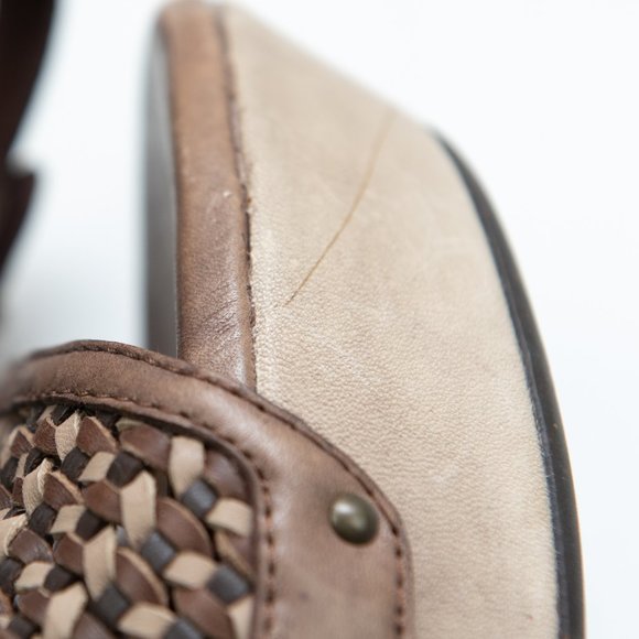 UGG Assia Sandals Leather Braided Straps Platform Wedge Heel Shoes Brown Size 10 - Picture 10 of 10